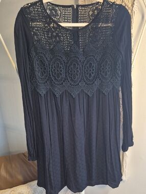 Long Sleeve Lace Yoke DRESS